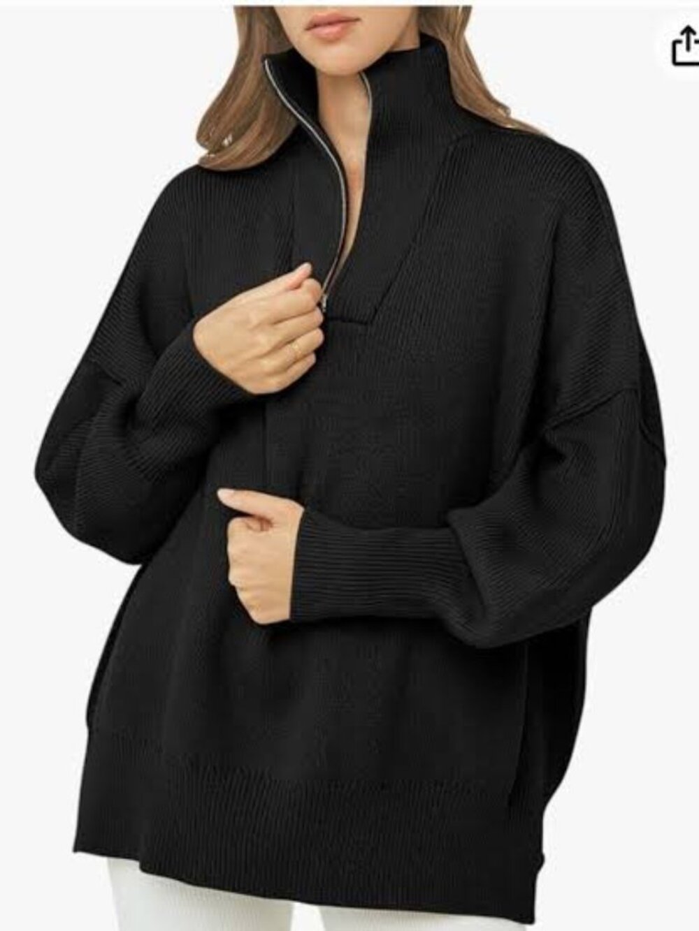 Caracilia Black Quarter Zip Heavy Sweatshirt Oversize S NWT